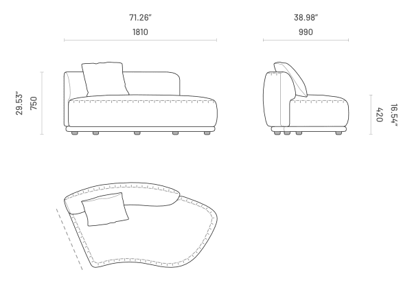 DK24.C - OLIVIA - OL180.D - TD2024-01 Technical furniture drawing with dimensions and specification details