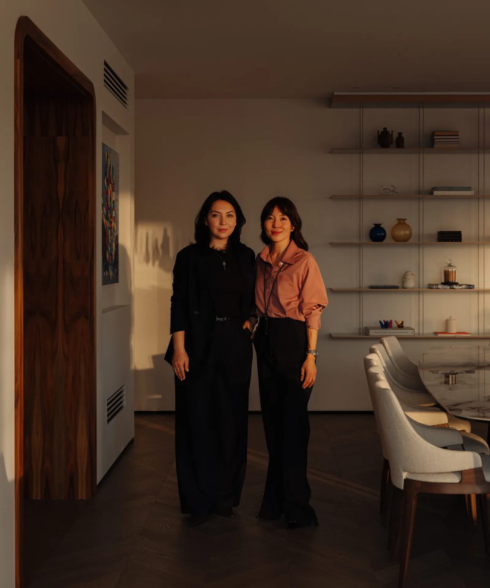 6.5 AKKA Interiors x Mart Goossens 20241025-47 - Aizhana Kunayeva (left) and Aidana Koshumbayeva (right) Akka Interiors team posing for a photo in the project mentioned.