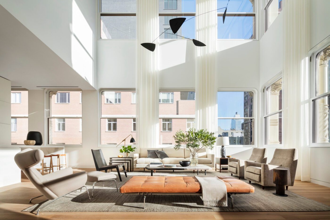 Brad Ford ID (1) Living Room project by Brad Ford. A very airy project withh neutral tones and an orange accent in a bench.