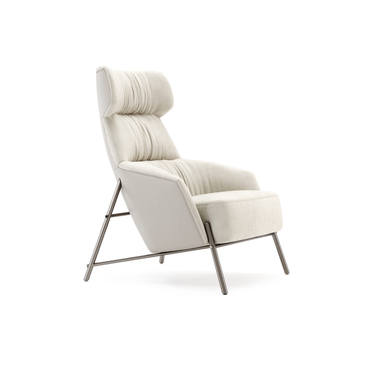 DK24.A - HUBERT ARMCHAIR - Rupert Toffee + Aldan 2922 + Onyx Polished -0001 Hubert Armchair in PANTONE 11-4201 Cloud Dancer