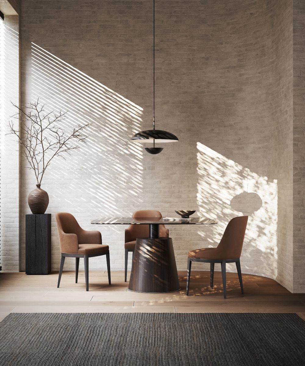 Dining room with Anna Chair and Panton Table A modern dining area with a well-designed table and comfortable chairs, reflecting contemporary interior decor.