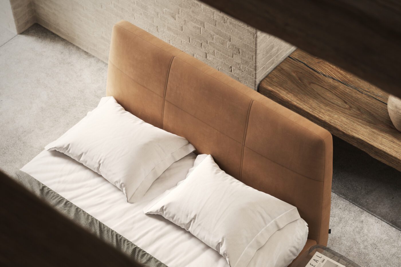 Echo bed with double top stitiching spaced