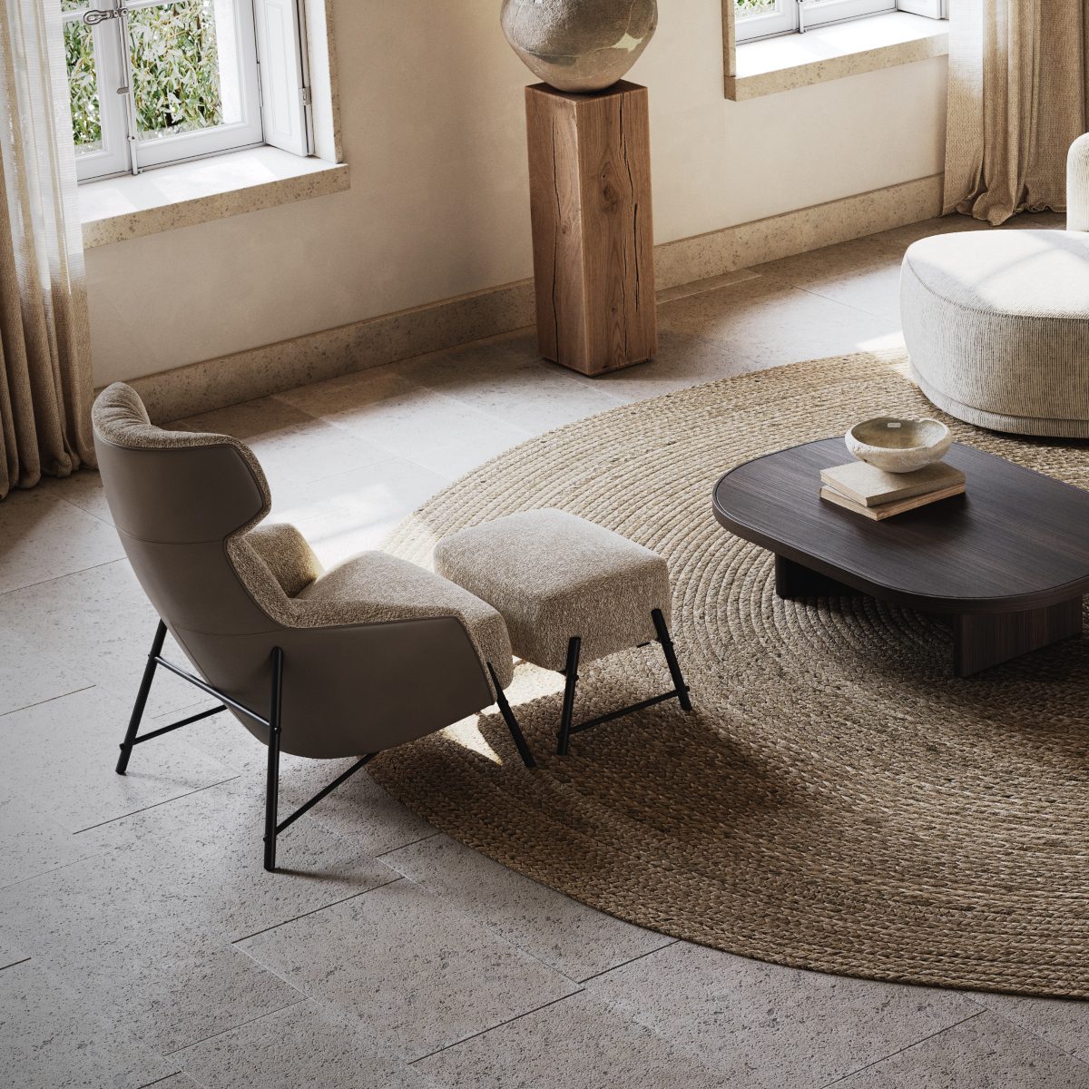 Hubert Armchair and footrest