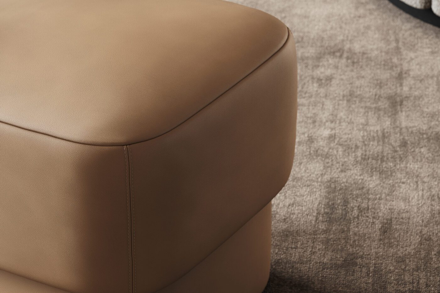 Kte pouf with invivible stitching