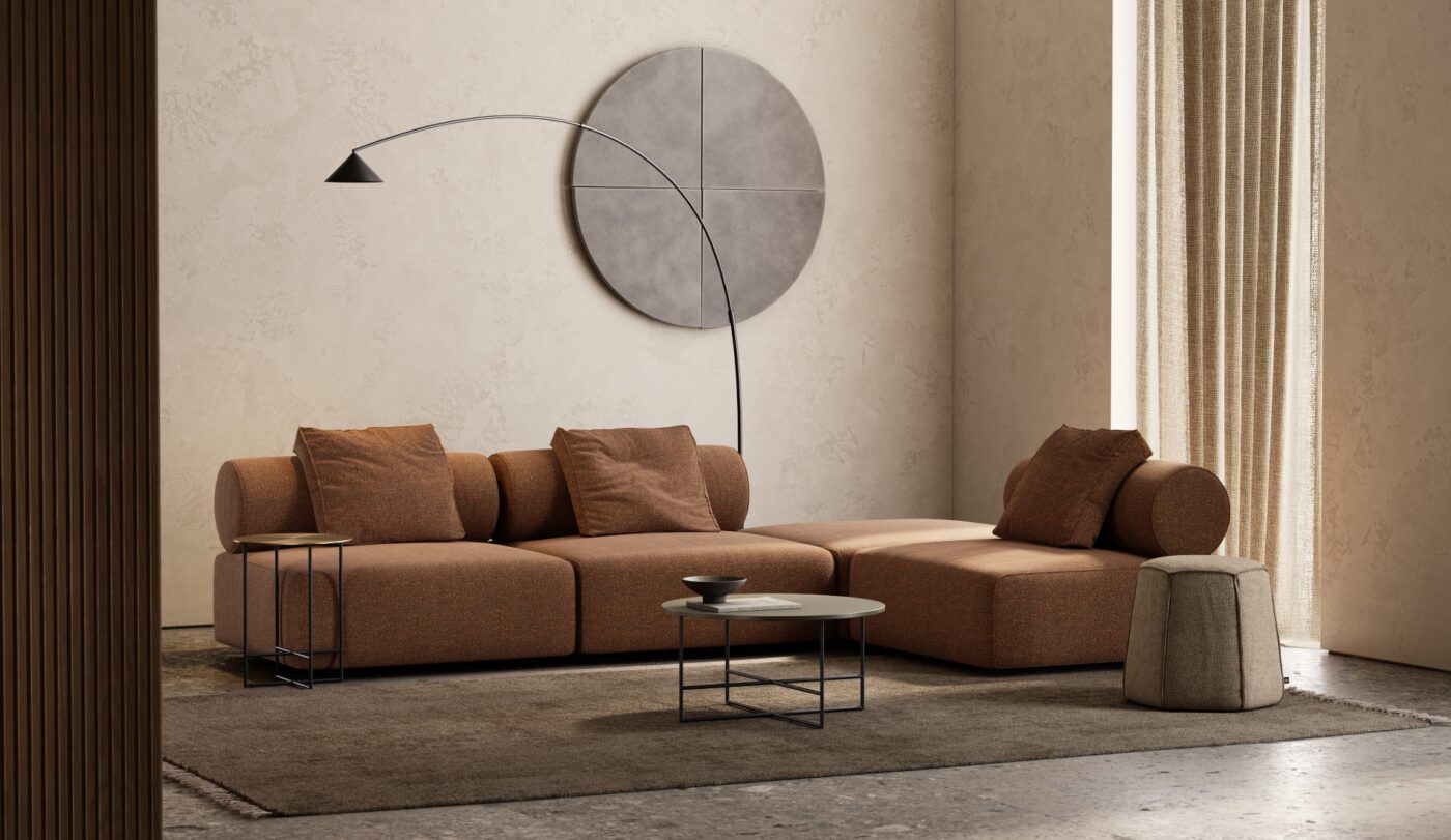 Living room with Shinto Sofa and Angles Pouf