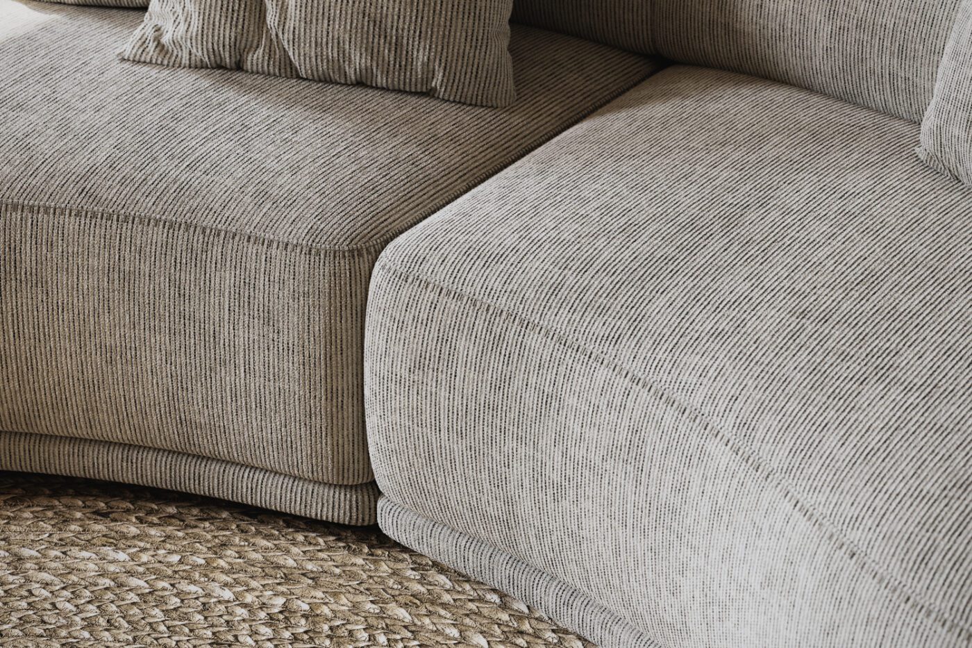 Olivia sofa with blanket stitching
