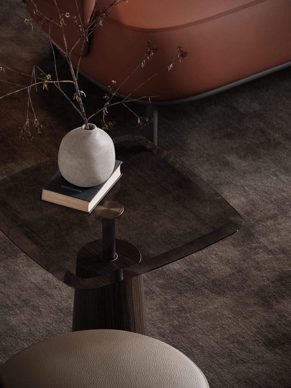Panton side table paired with juliet sofa