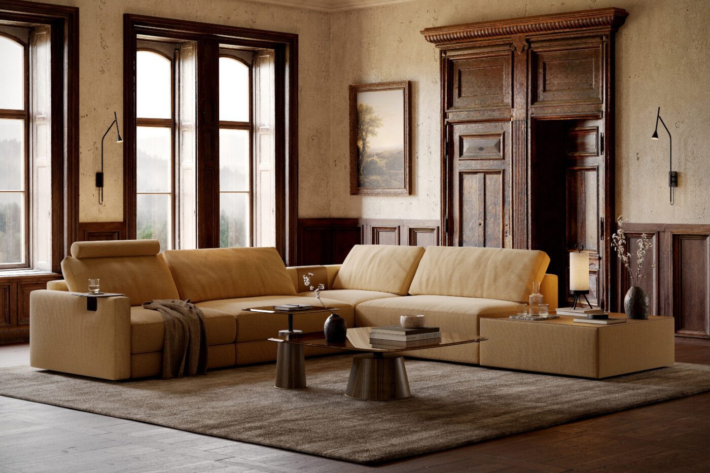 brown living room with edward sofa