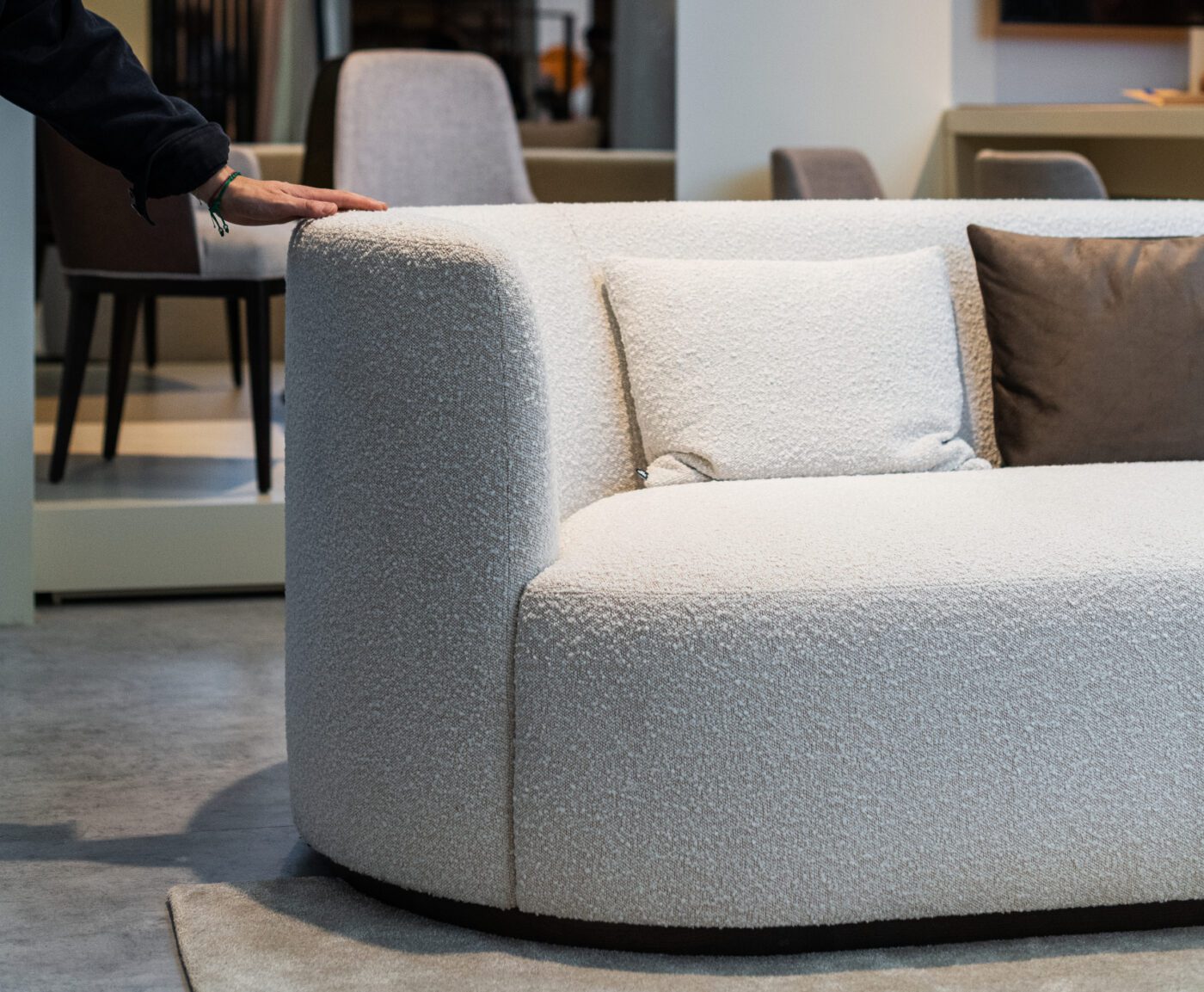 chloe sofa with a textured fabric by domkapa