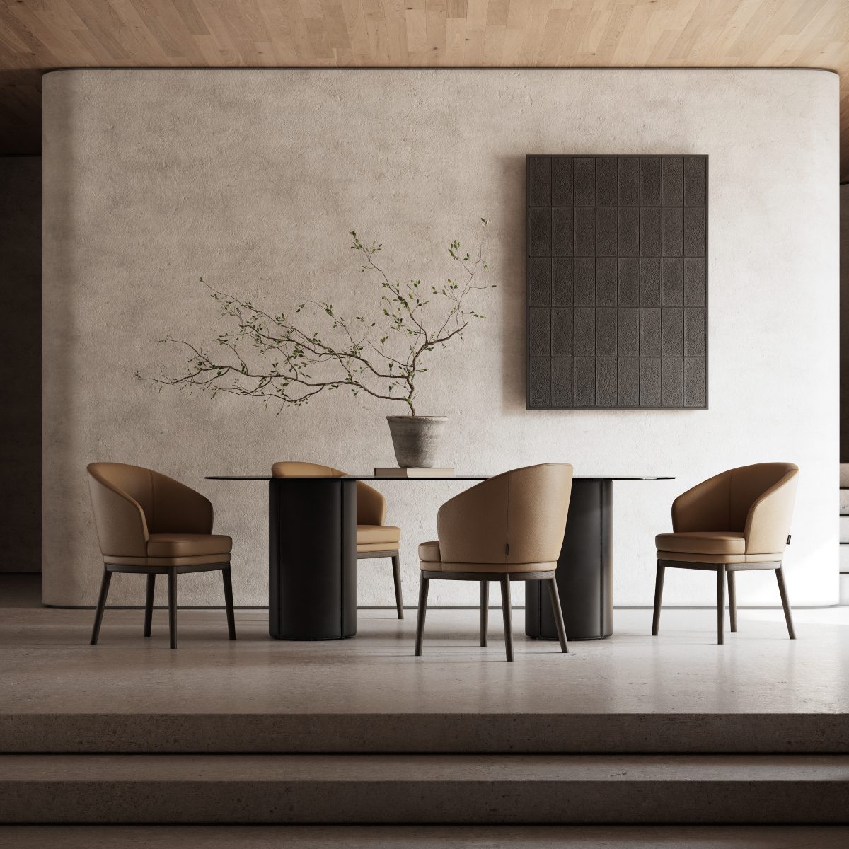 dark and caramel chocolate brown dining room domkapa