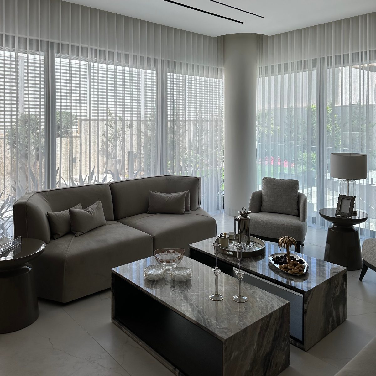 disruption sofa in a etch and notch living room