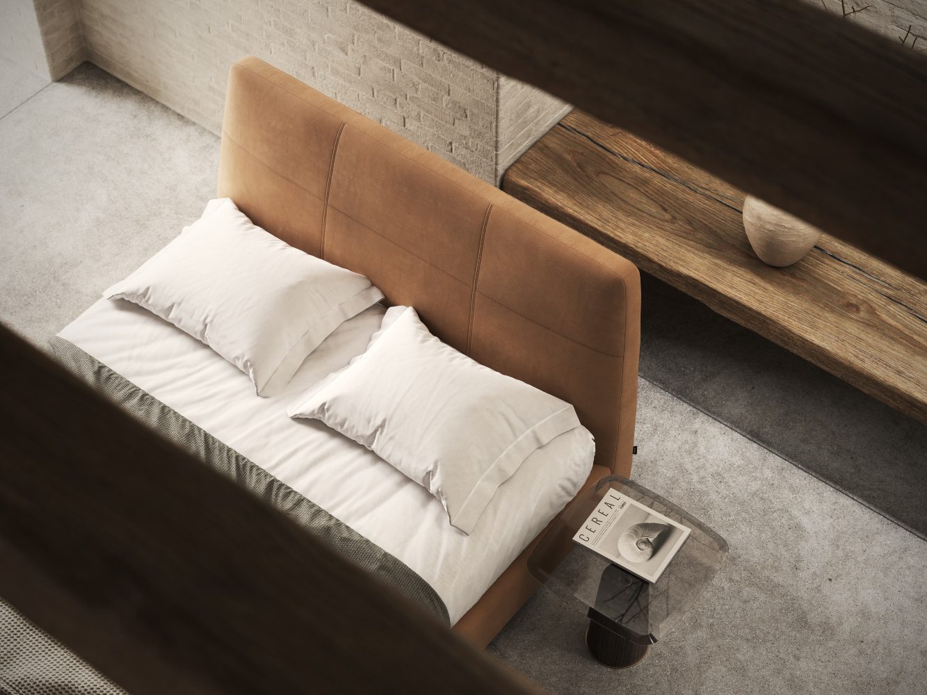echo bed in terracotta colours