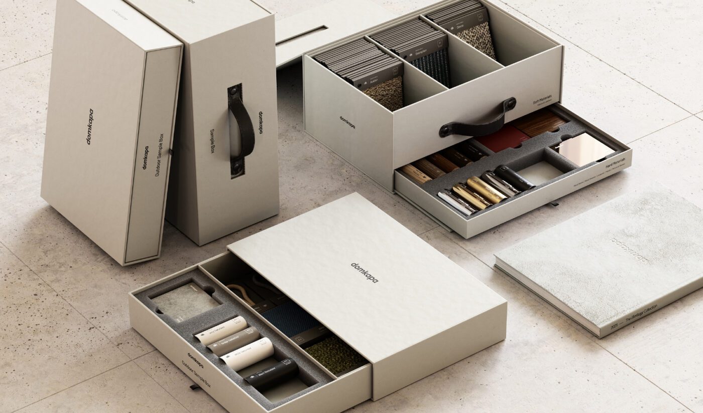 indoor and outdoor sample boxes by Domkapa