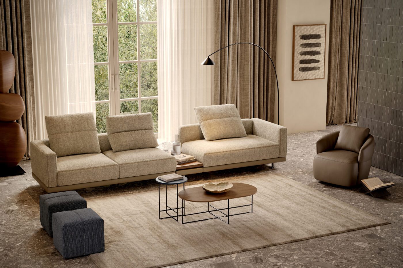 laurent living room in brown tones