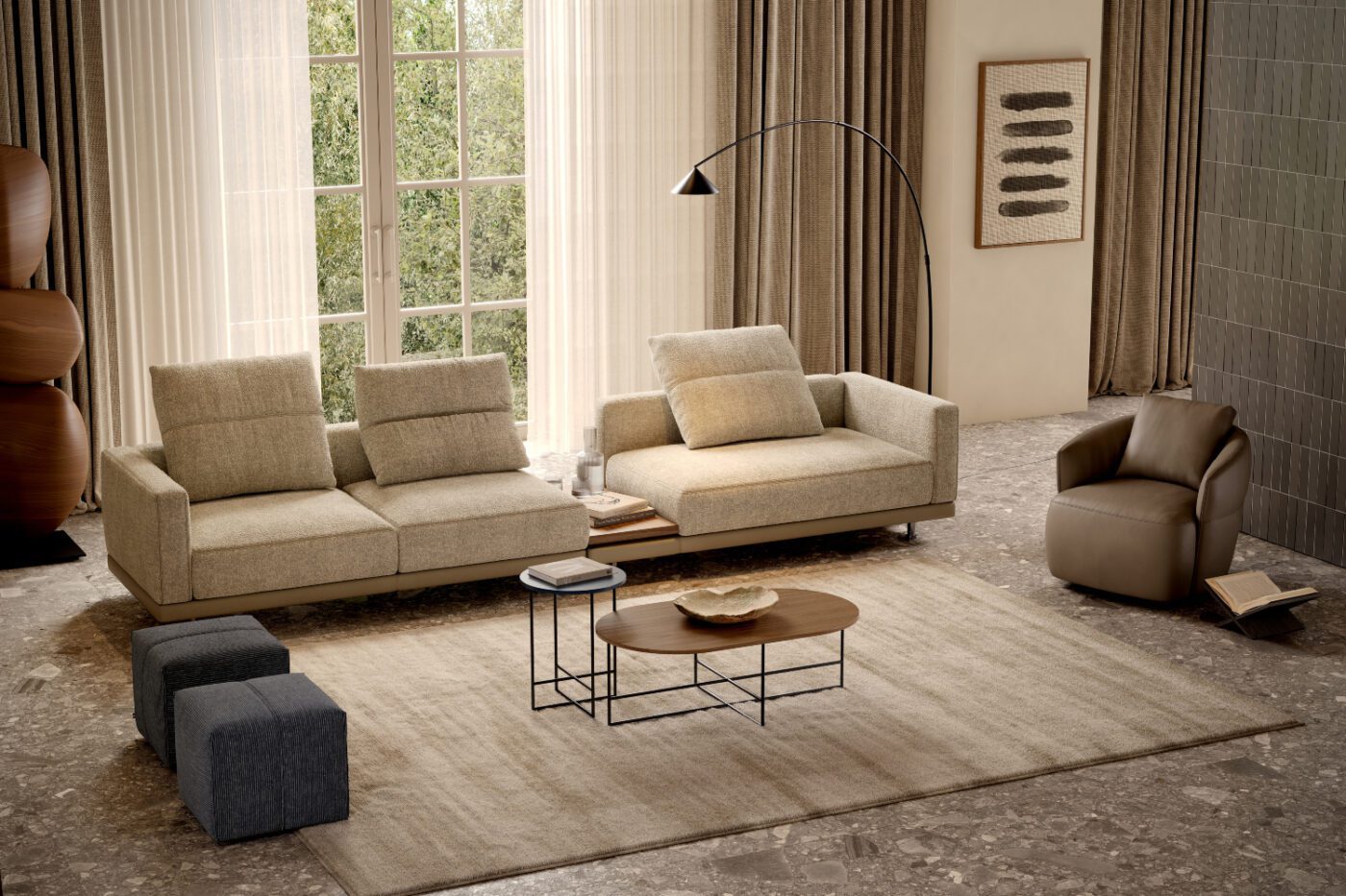 laurent modular sofa and alice armchair living