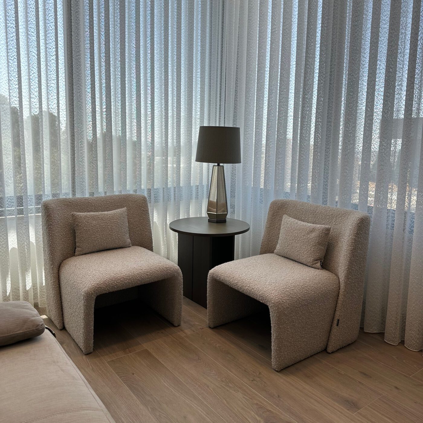 legacy armchairs in boucle at etch & notch project