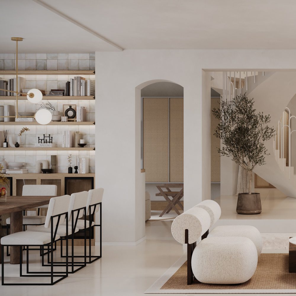 living room and dining room