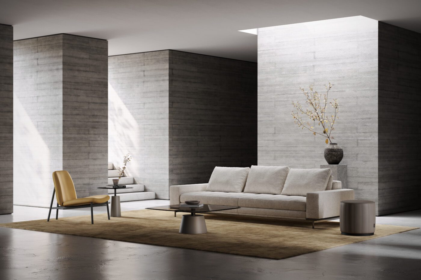 living room with natural design trend and parker sofa