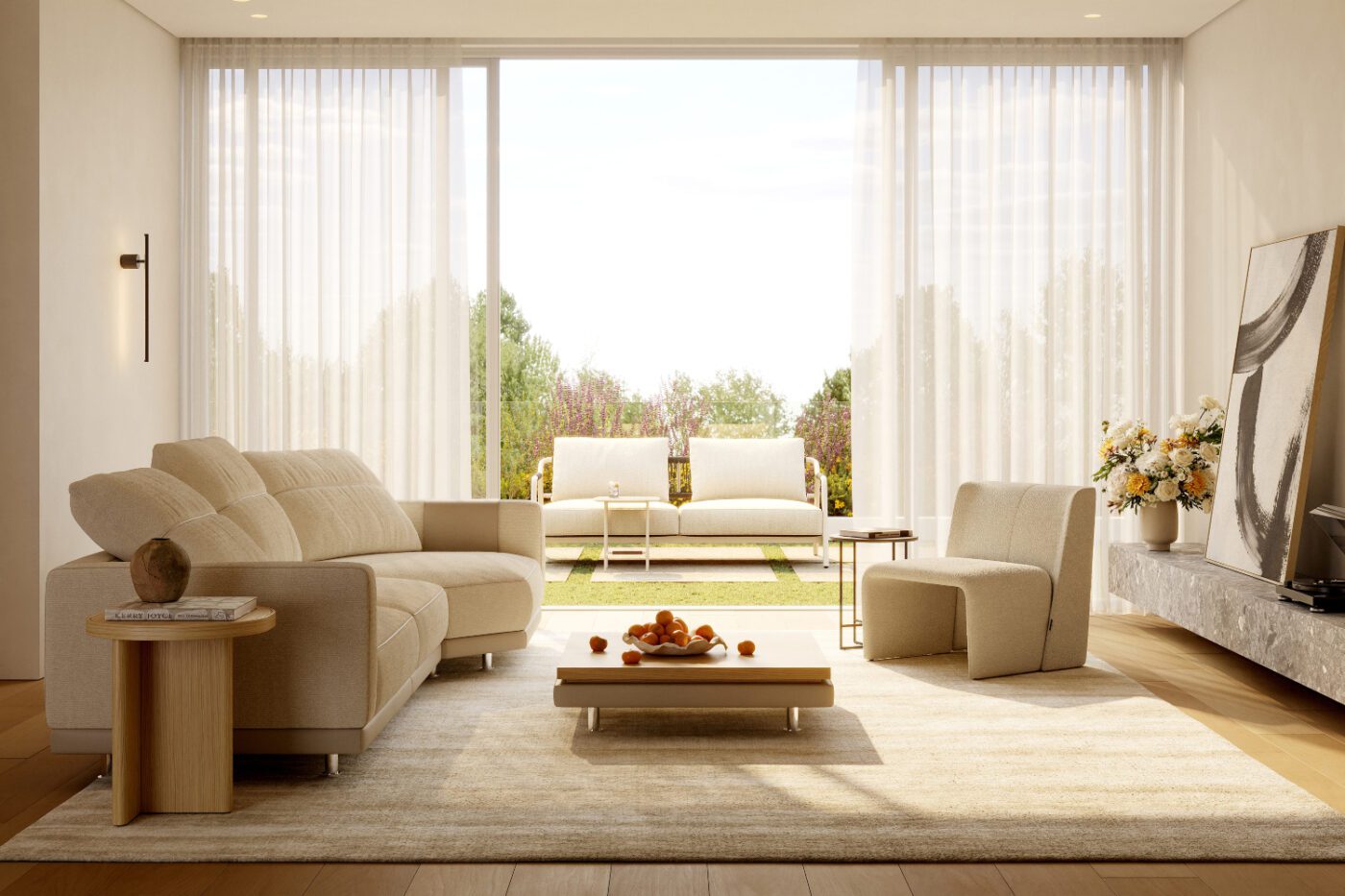 living room with natural light and laurent modular sofa