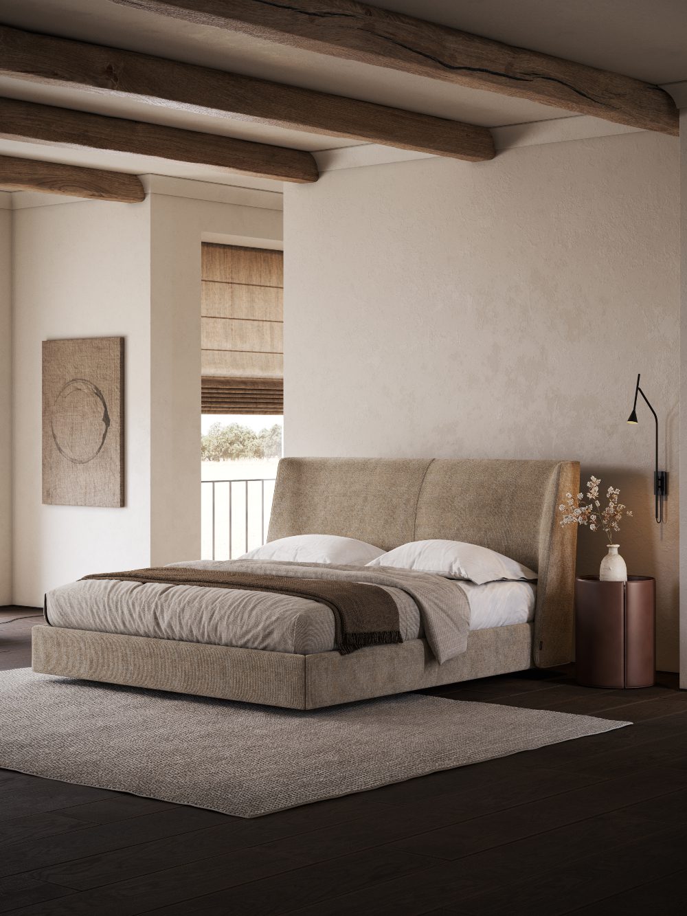 neutral bedroom echo bed