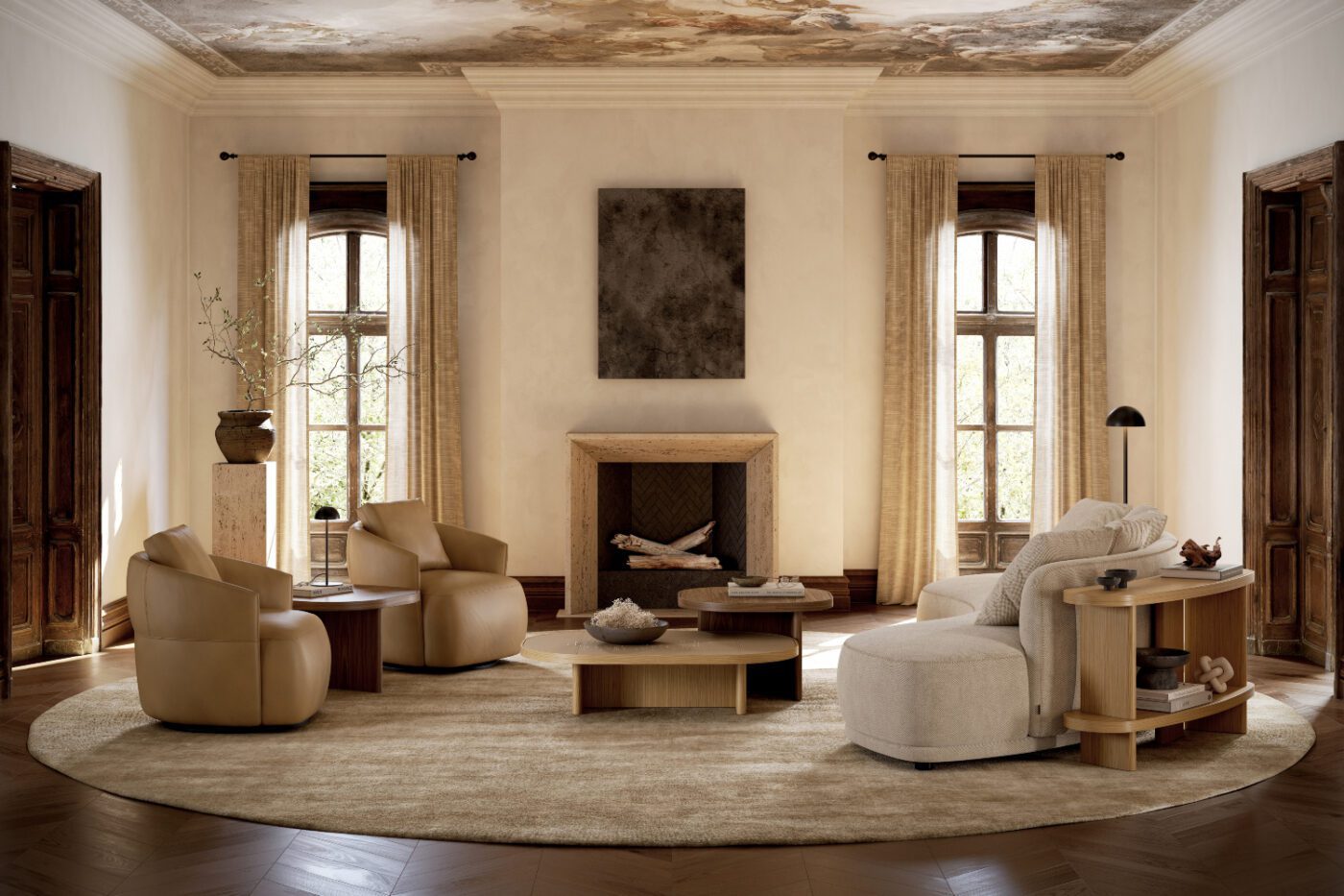 olivia rounded sofa and alice armchairs living room
