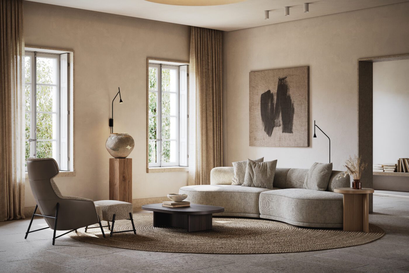 olivia sofa and hubert armchair and gilbert table set